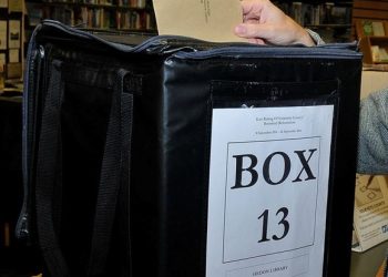 An East Riding of Yorkshire Council ballot box and voting slip. Picture is from East Riding of Yorkshire Council\'s press office