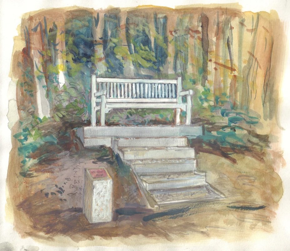 Artwork by Peter Knox. Painting of Cockburn’s Bench