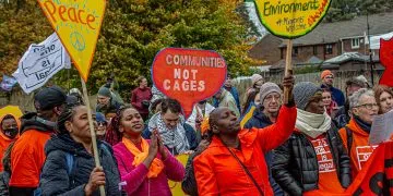 Protest outside Derwentside IRC