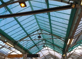 Roof repairs at Whitley Bay Metro station. Photo: Nexus.