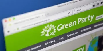 Picture of a snippet of the Green Party website.