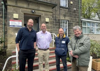(L to R) - Mark Philips, Guy Renner-Thompson, Martin Swinbank and Gordon Castle visit Barndale School to tour the site. Photo: Handout.