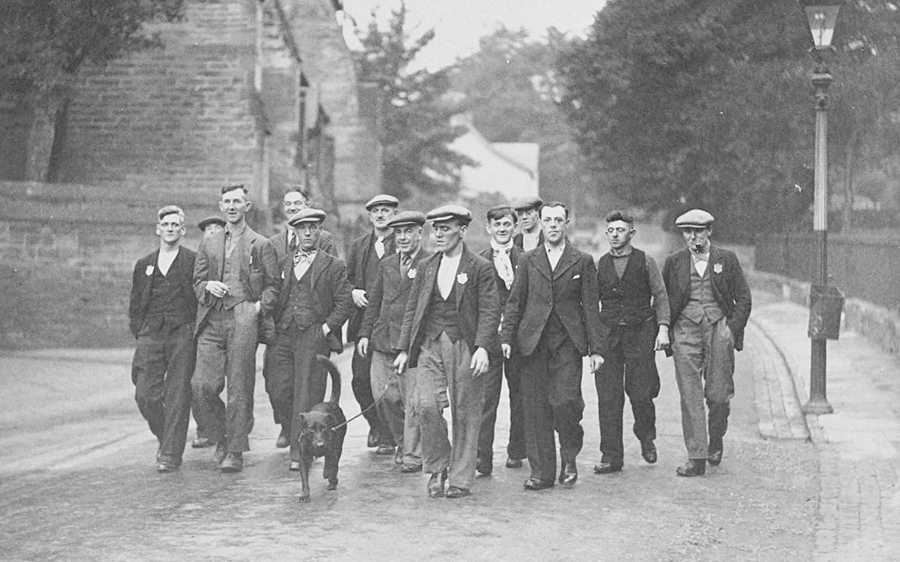 Some of the anti-unemployment protesters who walked 282 miles from Jarrow to London in the famous Jarrow March of 1936. AI is likely to provoke 21st century protests against AI-induced joblessness