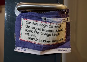 Martin Luther King quote in embroidery