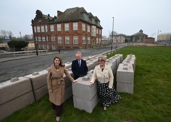 North East Mayor Kim McGuinness, Tyne Coast College chair of governors Dr Malcolm Grady, and South Tyneside Council leader Tracey Dixon on the proposed new South Tyneside College campus. Photo: South Tyneside Council