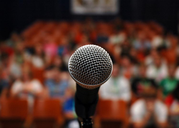 microphone in front of audience